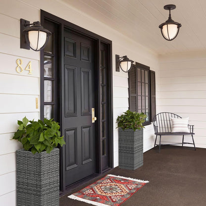 SUNNYPARK 2 Pack Tall Planters for Outdoor Plants Rattan Modern Tall Square Planter Box with