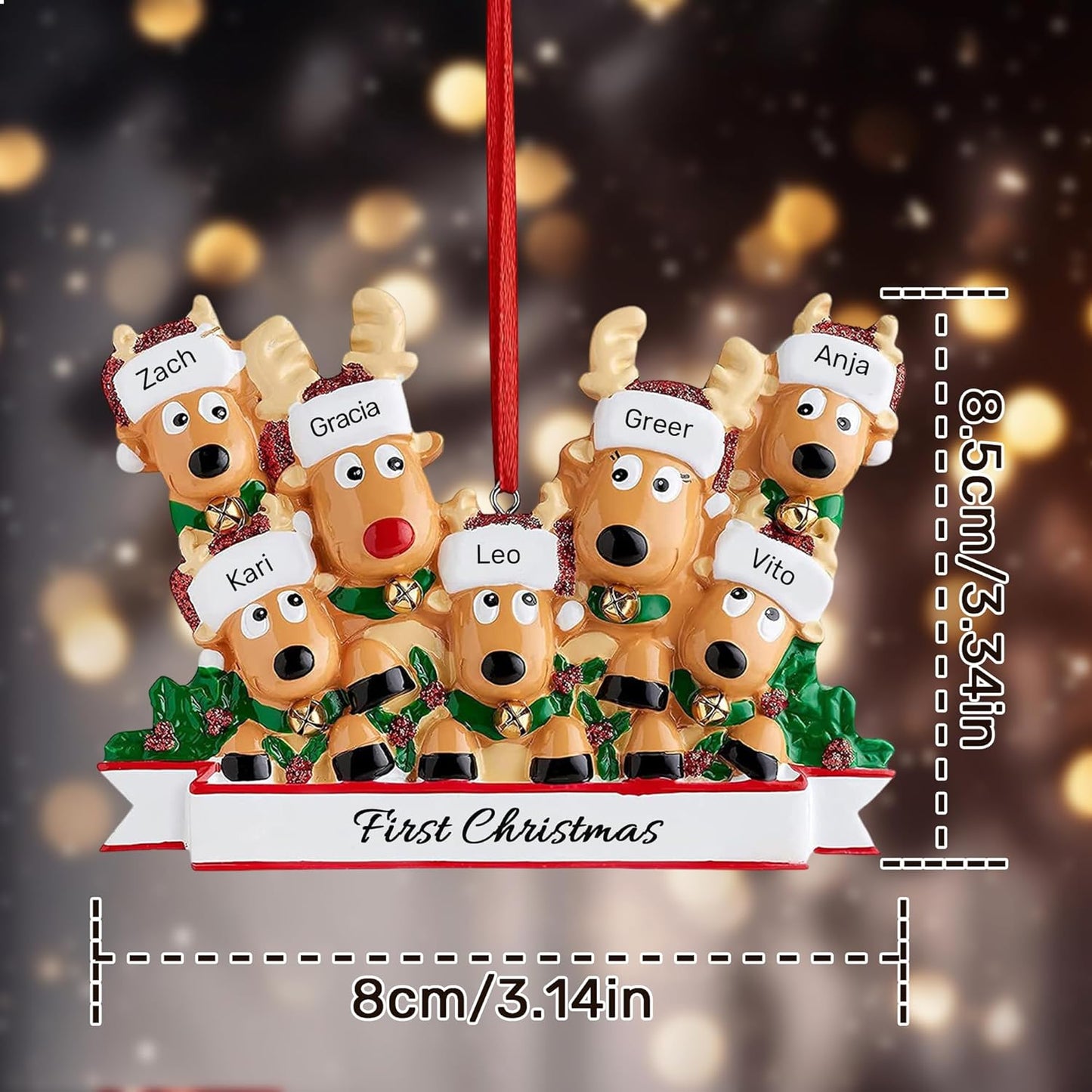 Personalized Christmas Ornaments 2025, Custom Reindeer Family Ornaments for Trees with Names