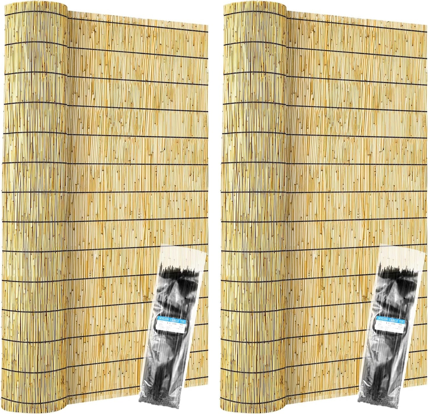 ZNCMRR Reed Fencing Rolls Natural Bamboo Fence Rolls 2 Pcs 4 Feet High Privacy Fence for Balcony