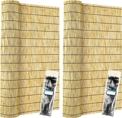 ZNCMRR Reed Fencing Rolls Natural Bamboo Fence Rolls 2 Pcs 4 Feet High Privacy Fence for Balcony