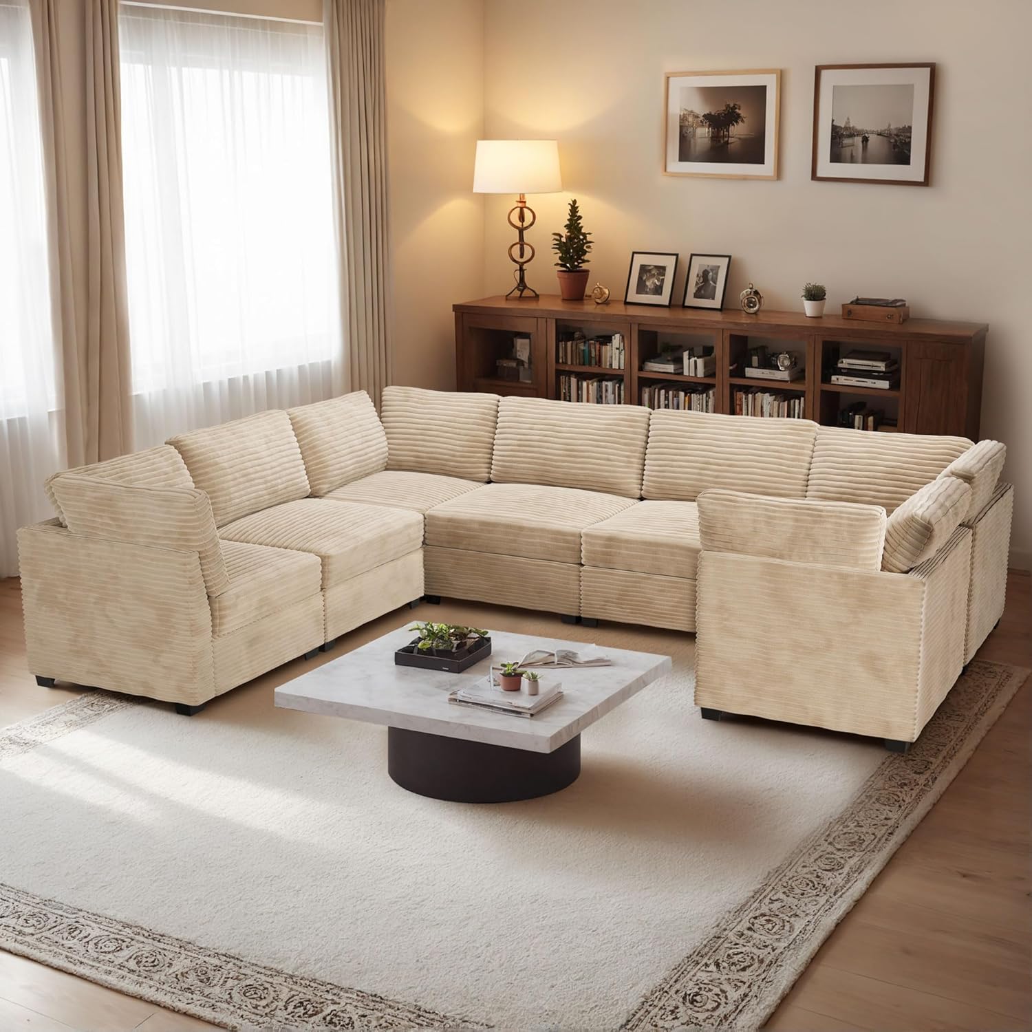 HOOOWOOO Modular Sectional Sofa,7 Pieces Sectional Couches for Living Room,131X98 U Shaped Cloud