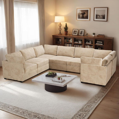 HOOOWOOO Modular Sectional Sofa,7 Pieces Sectional Couches for Living Room,131X98 U Shaped Cloud