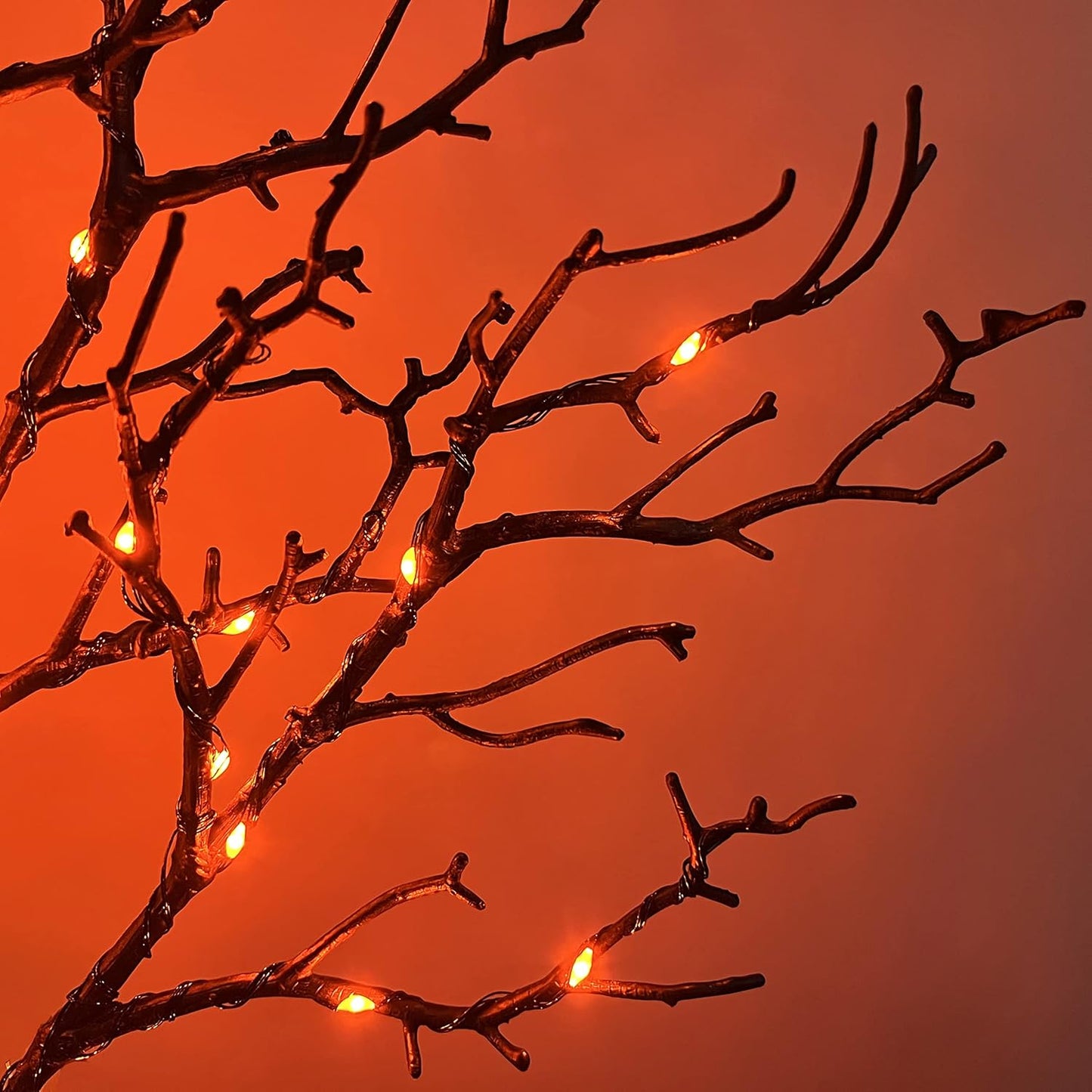 LITBLOOM Halloween Tree with Lights Plug in 4FT 150 Orange Fairy Lights, Lighted Black Spooky Tree