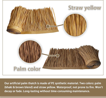 Premium Mexican Style Artificial Palm Thatch Roof Rolls. 5 Lengths, 2 Colors. Waterproof. Easy