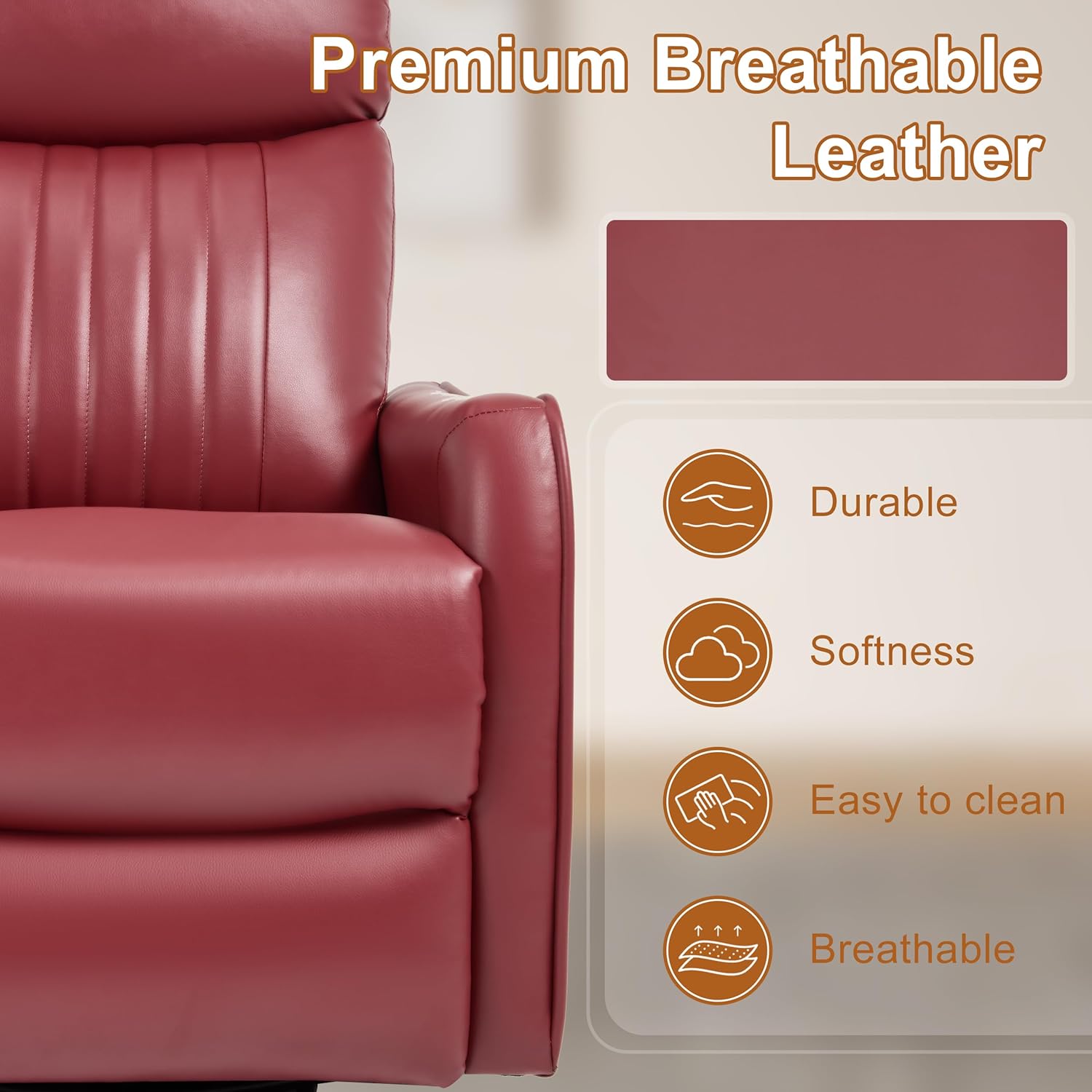 Manual Swivel Rocker Recliner Chair for Adults, Overstuffed Reclining Glider Chair for Nursing with