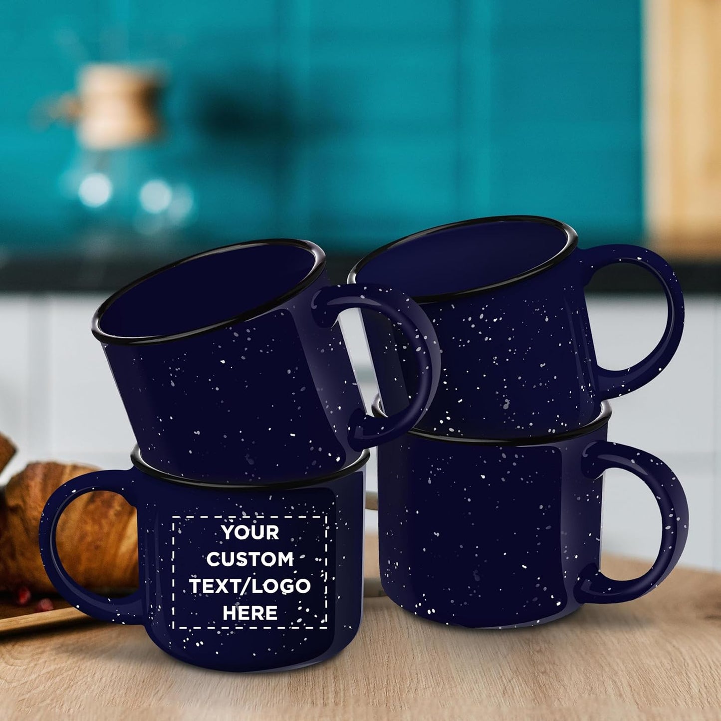 DISCOUNT PROMOS Custom Ceramic Campfire Coffee Mugs 13 oz. Set of 1, Personalized Bulk Pack