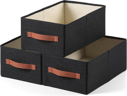 linen closet organizers and storage, 3 Pack Large Storage Baskets, Washable, Clothing Storage Bins