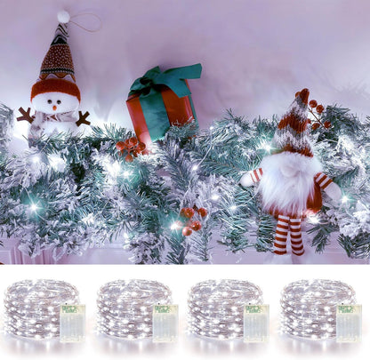 4 Pack 60LED Christmas Fairy Lights Battery Operated - 20FT Twinkle Lights with 2 Lighting Modes