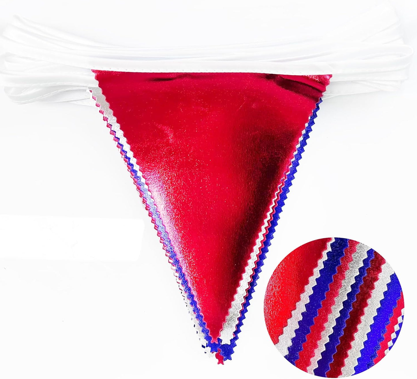 Red Blue Silver Party Decorations Metallic Fabric Triangle Pennant Banner Flag Bunting Garland for