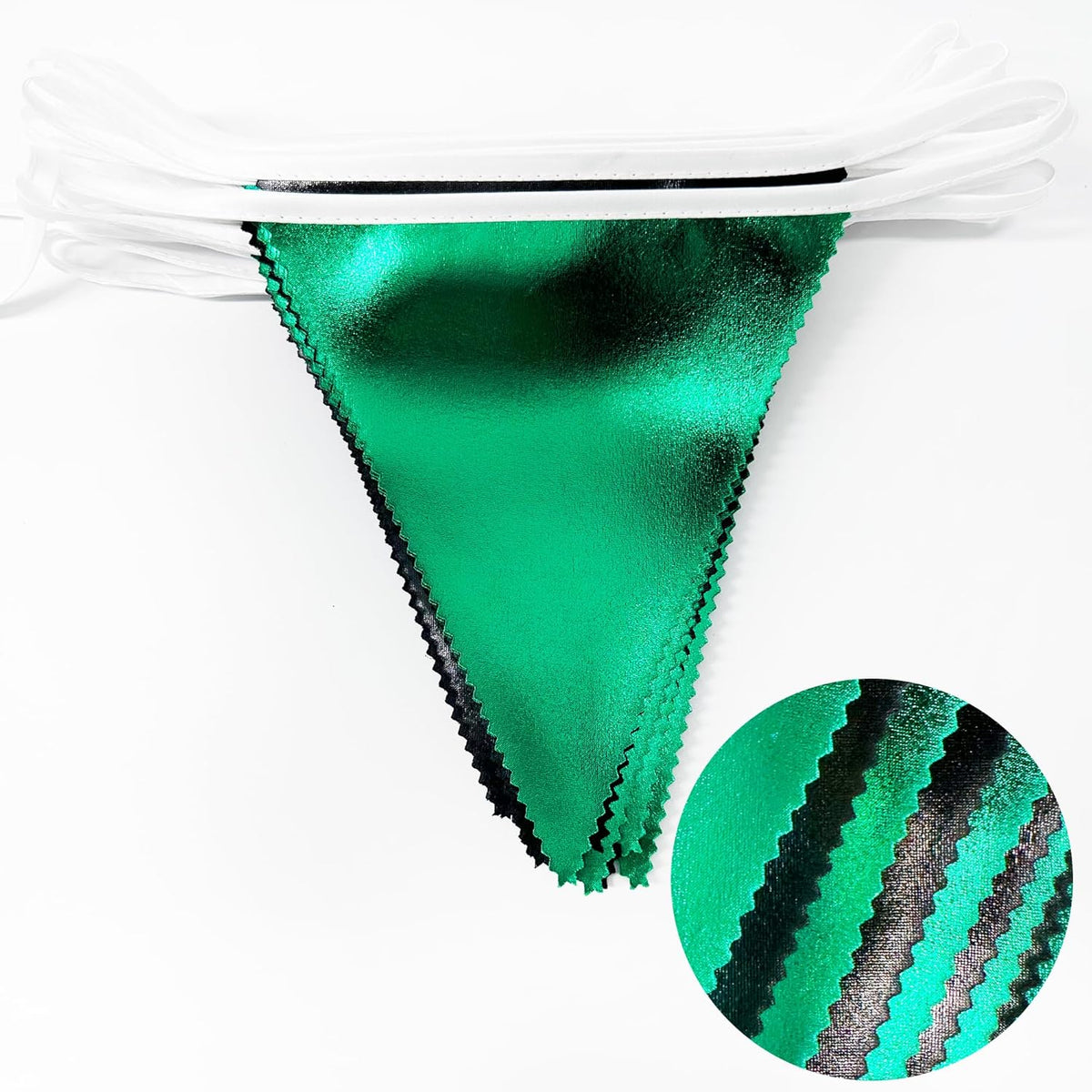 Black Green Party Decorations Metallic Fabric Triangle Pennant Banner Flag Bunting Garland for