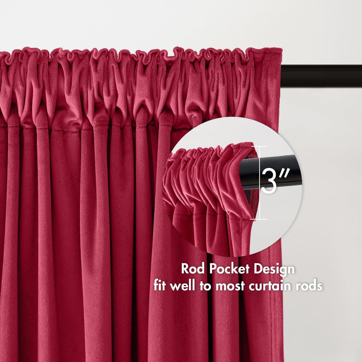 MIULEE Berry Velvet Curtains Thermal Insulated Blackout Curtain Drapes for Bedroom Living Room
