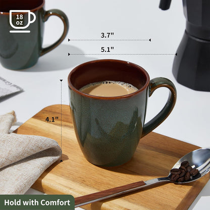 Coffee Mug 16 oz, Ceramic Coffee Mugs Set of 4, Reactive Glaze Mug for Latte/Tea/Cappuccino, Large