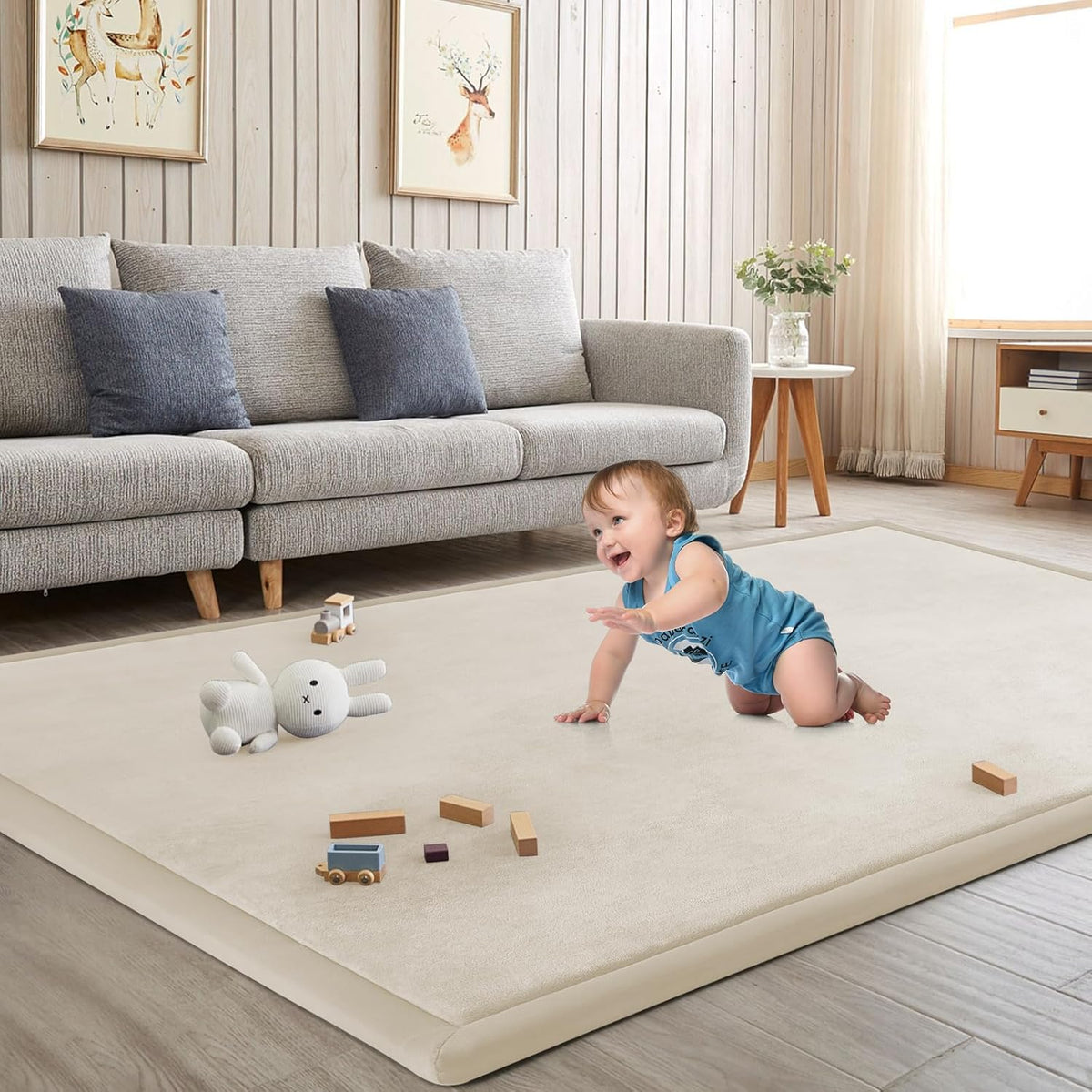 Baby Play Mat for Floor Tummy Time Nursery Rug Muscle Mat Area Playroom Rug Tatami 50 * 50" Memory