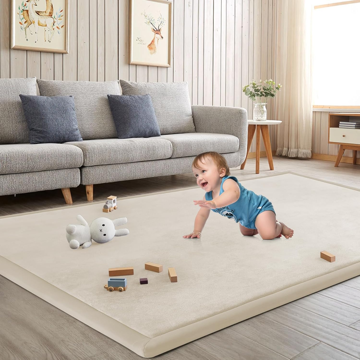 Baby Play Mat for Floor Tummy Time Mat Nursery Rug Muscle Mat Area Rug Playroom Rug Tatami Mat