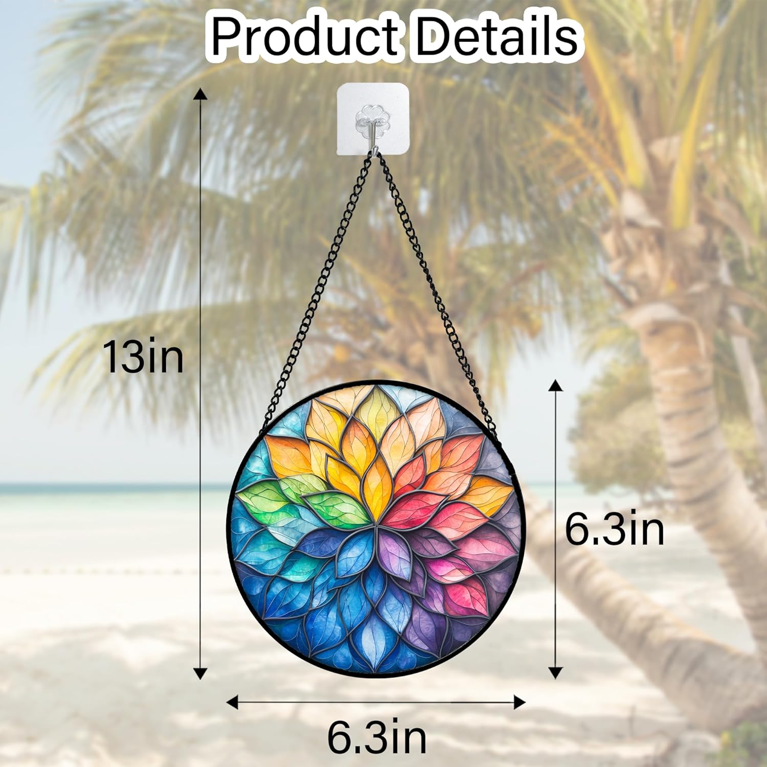 Stained Glass Window Hanging, Colorful Flower Petals Sun Catchers Diamond Glass Panel Hangings