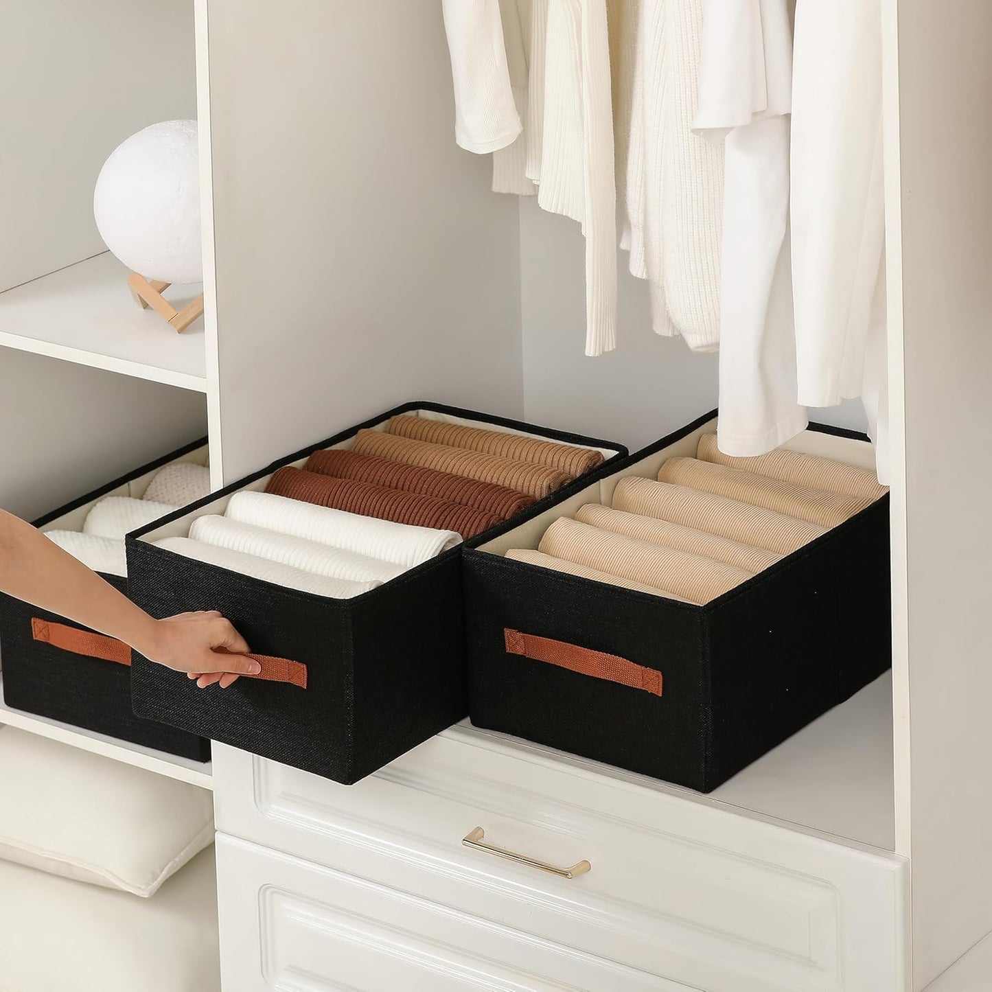 linen closet organizers and storage, 3 Pack Large Storage Baskets, Washable, Clothing Storage Bins
