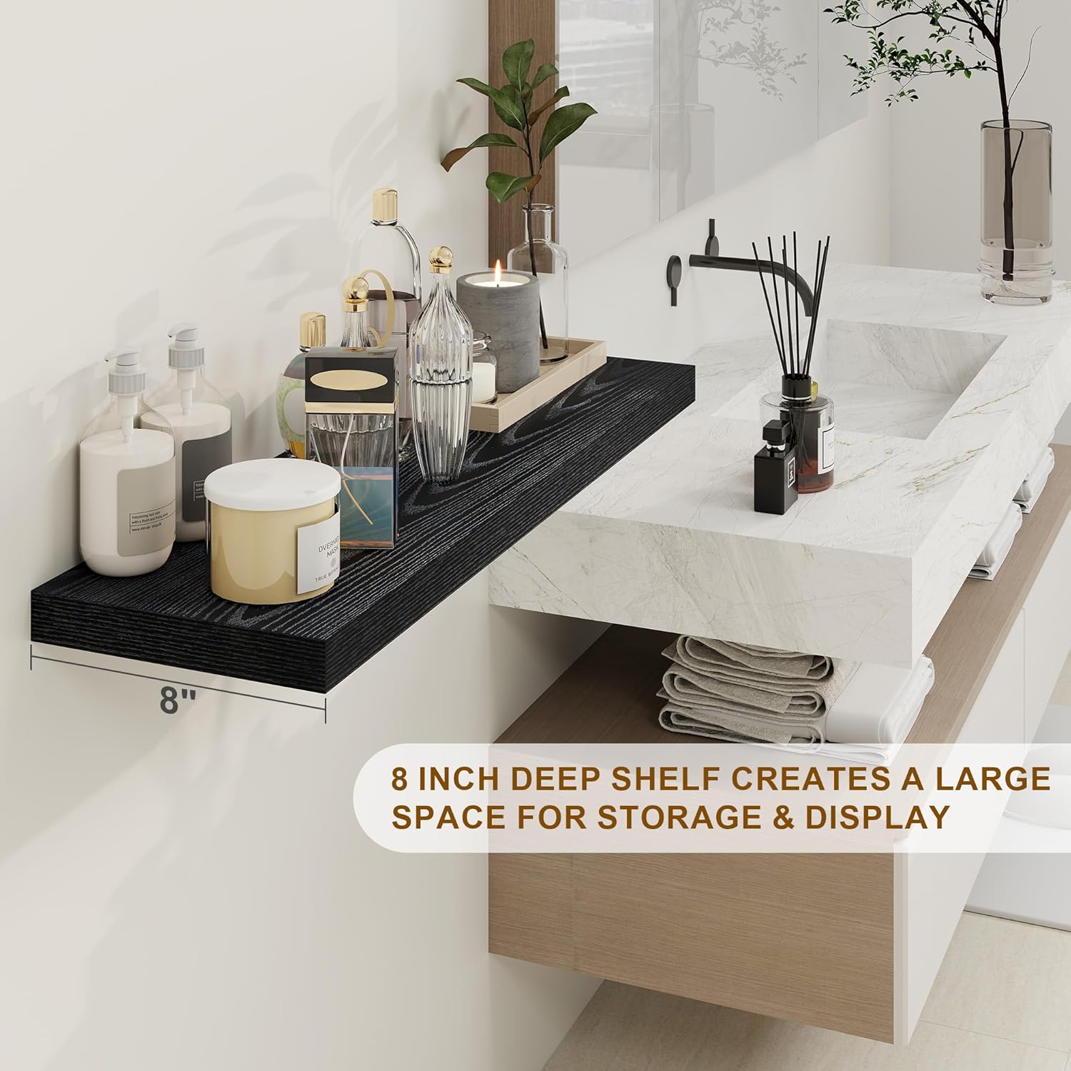 30 Inch Floating Shelves, Rustic Floating Wall Shelves 8 Inch Deep, 30 x 8 Floating Shelves for