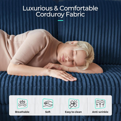 LINSY HOME Loveseat Sofa with Storage - Comfy Plush Corduroy 2 Seater Sofa with USB Charging & Cup