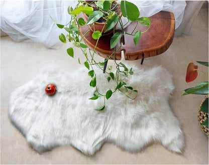 LAMBZY Faux Sheepskin Hypoallergenic Free Shape Silky Shag Rug, Luxury Shaggy Silky Plush Carpet