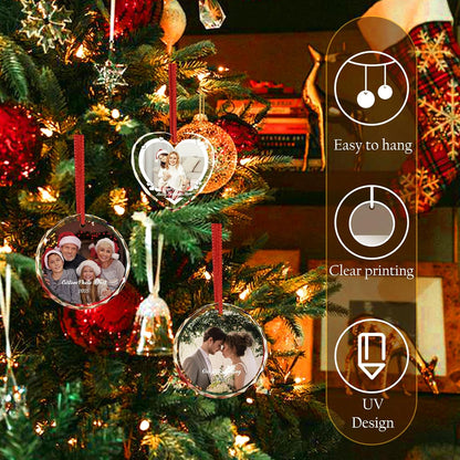 Personalized Photo Crystal Ornament 2025, Custom Engraved Heart Pendant Keepsake Wedding Gift for