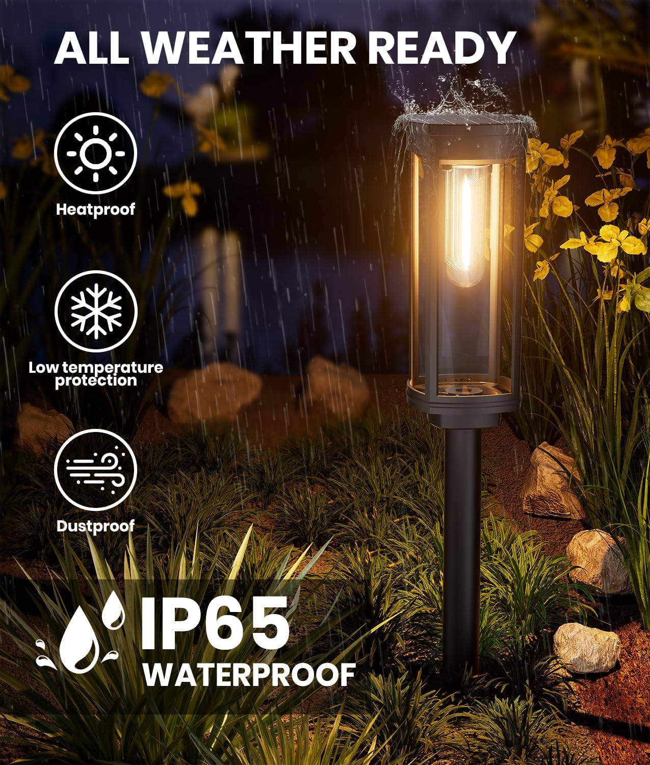 8 Pack Solar Pathway Lights Outdoor IP65 Waterproof Super Brightness Solar Powered Landscape Path