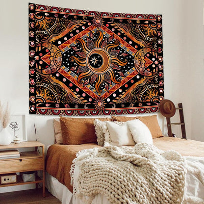 Lunerfex Hippie Sun and Moon Tapestry Bohemian Celestial Tapestry Aesthetic Tapestries for Bedroom