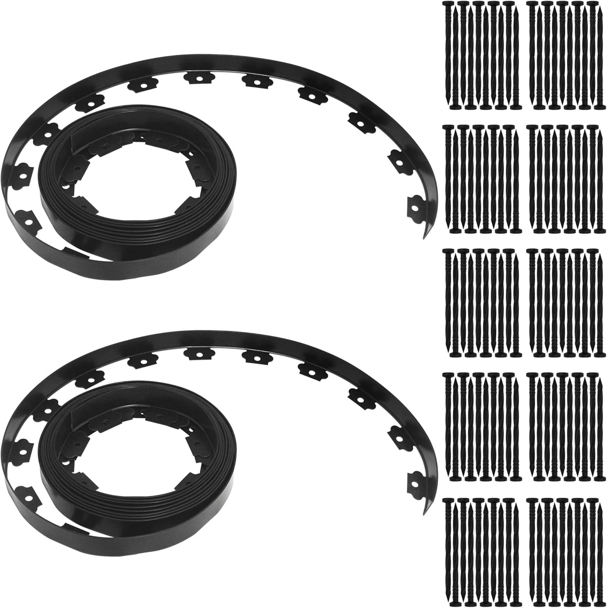 Gardzen 1.5" x 80' Landscape Edging Kit, Garden Edging Coil Comes with 100 Pcs Spikes, No Dig Lawn