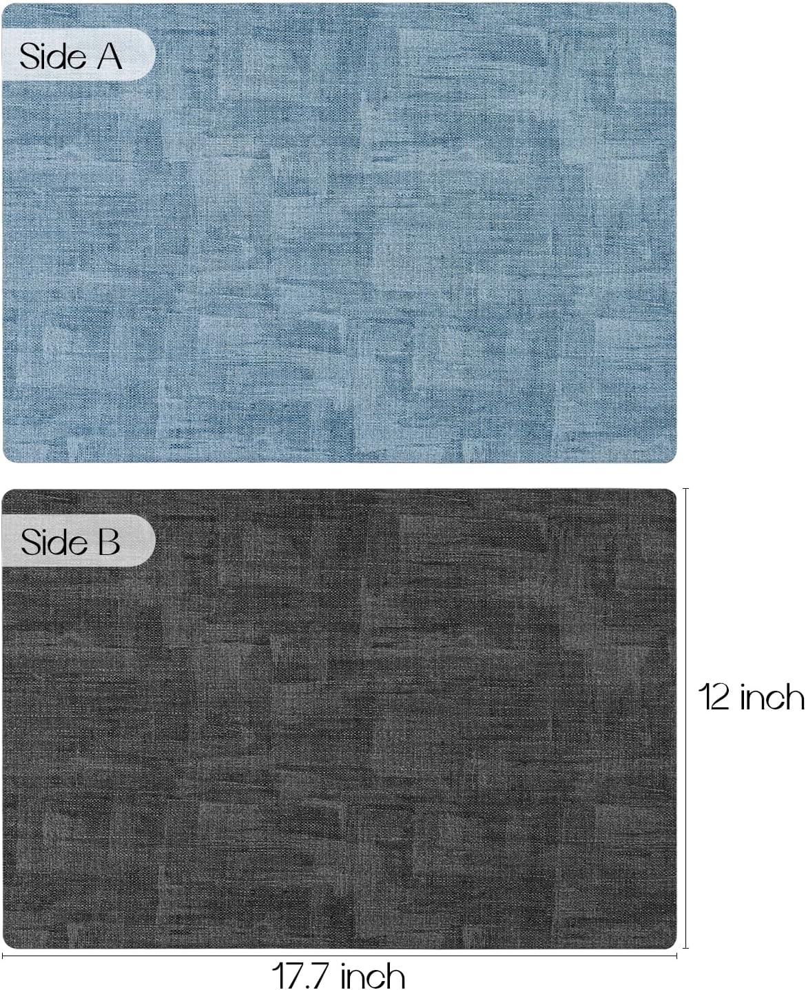 Romanstile Reversible Vinyl Placemats Set of 6, Faux Leather 100% Waterproof Oil-Proof Wipeable