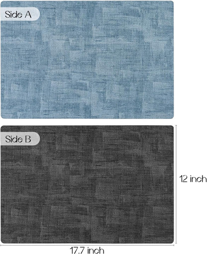 Romanstile Reversible Vinyl Placemats Set of 6, Faux Leather 100% Waterproof Oil-Proof Wipeable