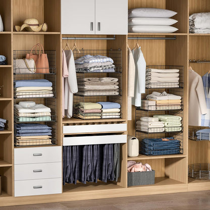 4-Tier Stackable Closet Organizers and Storage Shelves, Clothes Shelf Organizer Basket Bins