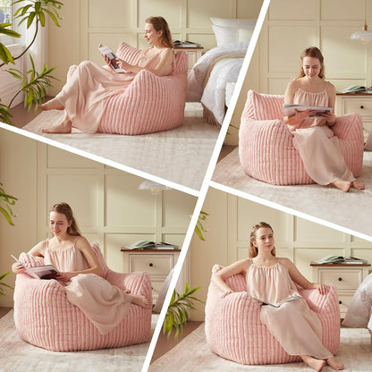 Giant Bean Bag Chairs for Adults Teens, Large Bean Bag Sofa Chairs with Filling Comfy Fuzzy BeanBag