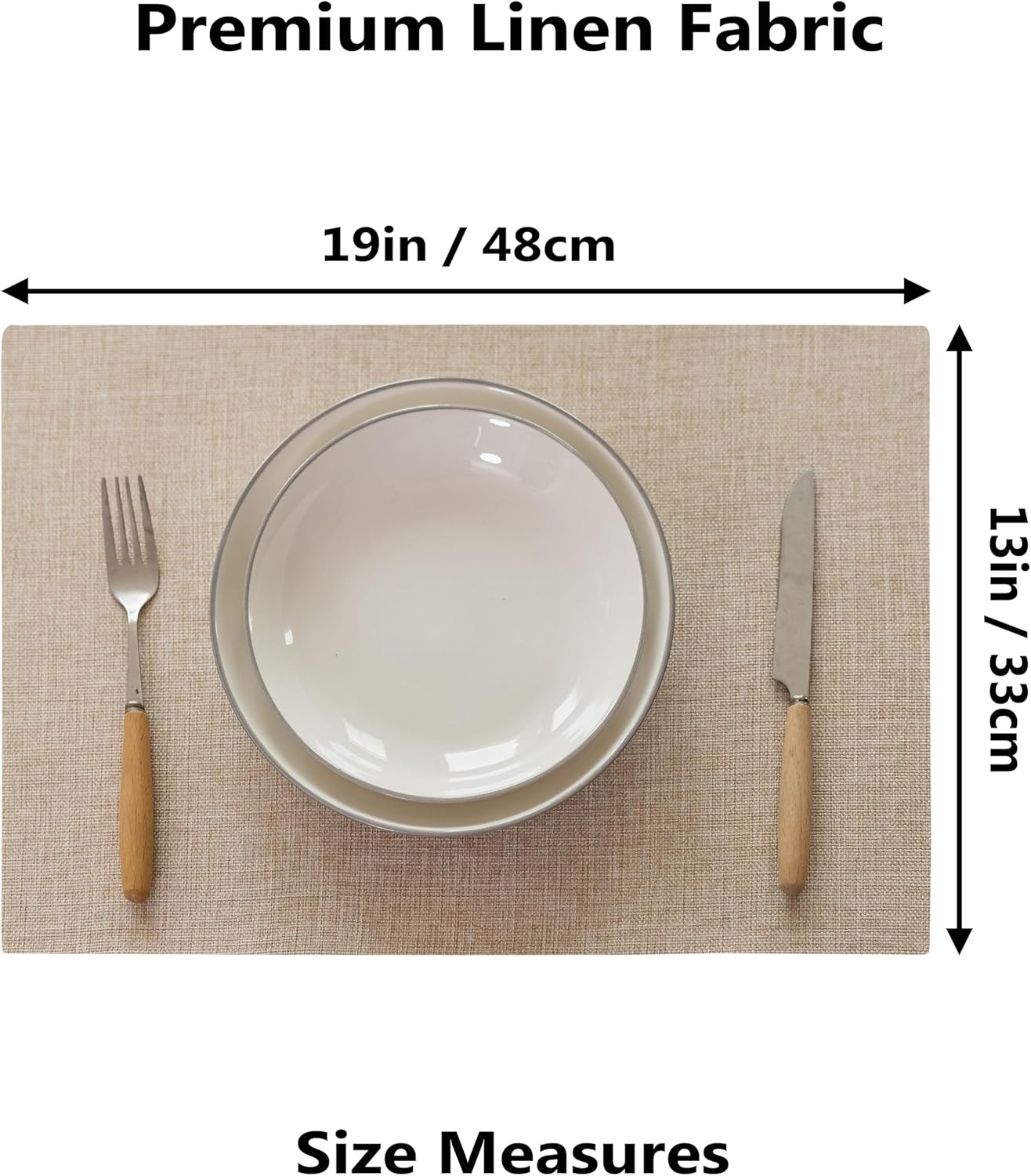 Demetex Linen Placemats Set of 8 Modern Beige Place Mats Heat Resistant Washable Table Placemat for