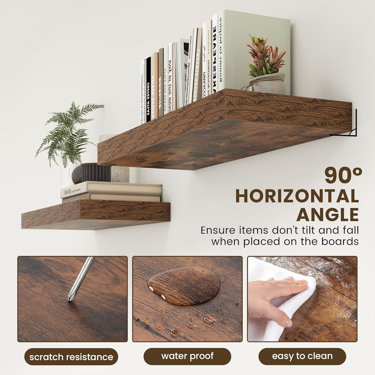 Deep Floating Shelves for Wall | 30 Inch Wide x 12 Inch Deep Floating Shelves | 30W x 12D Rustic