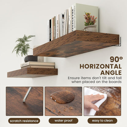 Deep Floating Shelves for Wall | 30 Inch Wide x 12 Inch Deep Floating Shelves | 30W x 12D Rustic