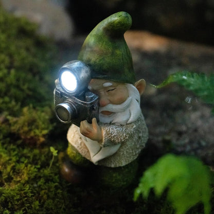 Garden Gnome-Solar Statue Outdoor-Gnomes Decorations for Yard - Photography Pose Gnome for Yard