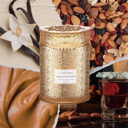 LA JOLIE MUSE Fall Candle | Amaretto Crème Brûlée – Almond Liqueur, Dry Fruit & Caramel | 19 oz