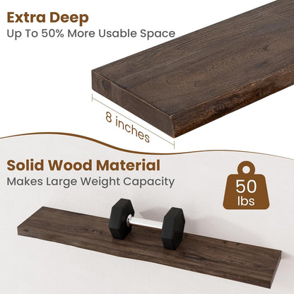 Floating Shelves for Wall Decor, Rustic Solid Elm Wood Live Edge Floating Shelves Wall Mounted