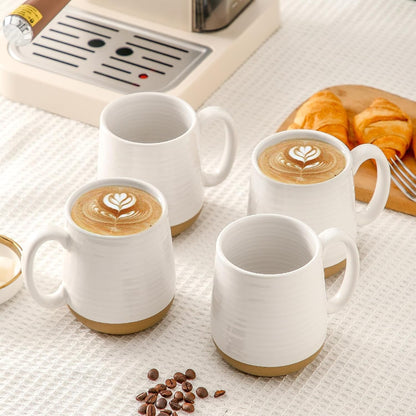 Large Ceramic Coffee Mugs Set - 15 OZ Porcelain Coffee Latte Cups Set of 4 with Handle Perfect for