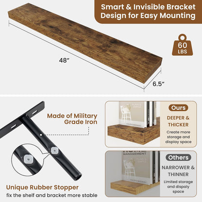 fuqing Floating Shelves for Wall, Bathroom Shelf Wall Mounted for Storage, Shelves with Invisible