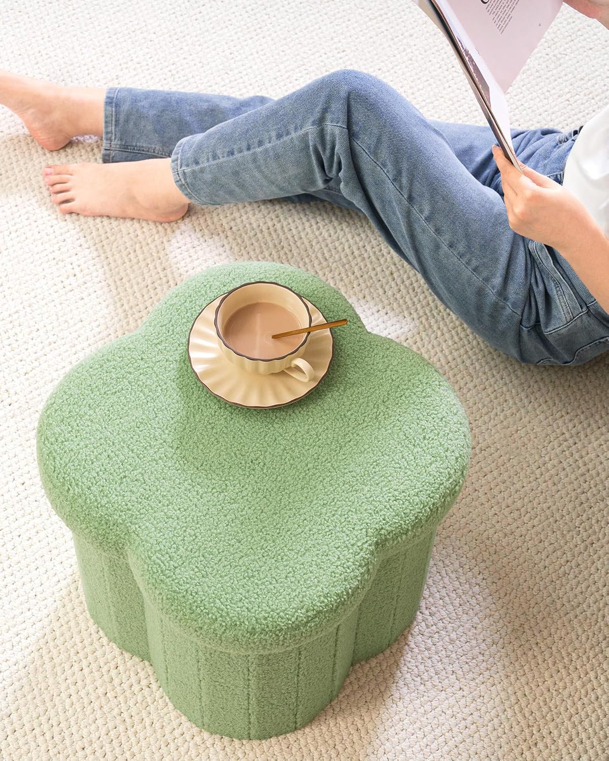 B FSOBEIIALEO Storage Ottoman Cube, Flowers Shaped Ottomans with Storage Foot Stool Footrest