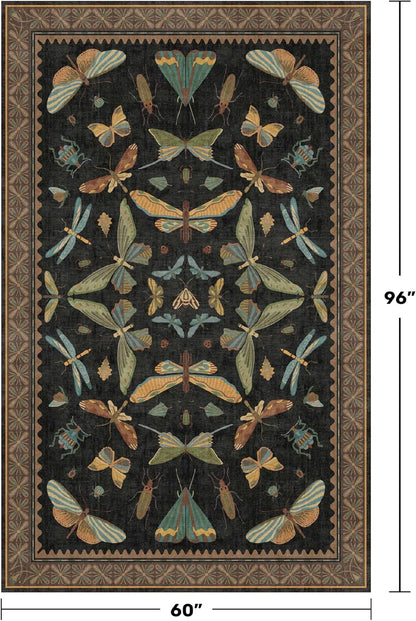 5x8 Black Rug for Bedroom - Boho Large Entryway Rug for Living Room, Under Small Dining Table, Dark