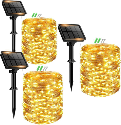 3 Pack Solar Fairy Lights for Outside Waterproof, Total 147FT 450 LED Solar String Lights Outdoor 8