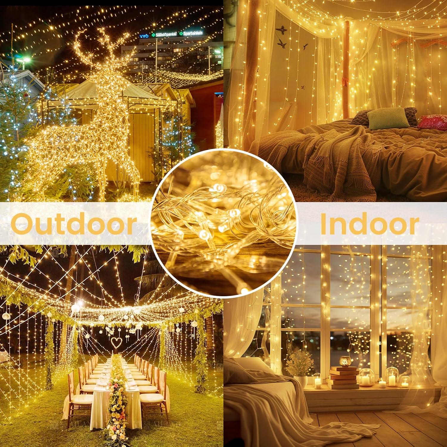 33FT 100LED String Lights Battery Operated with Timer, Waterproof Battery Powered Twinkle Lights, 8