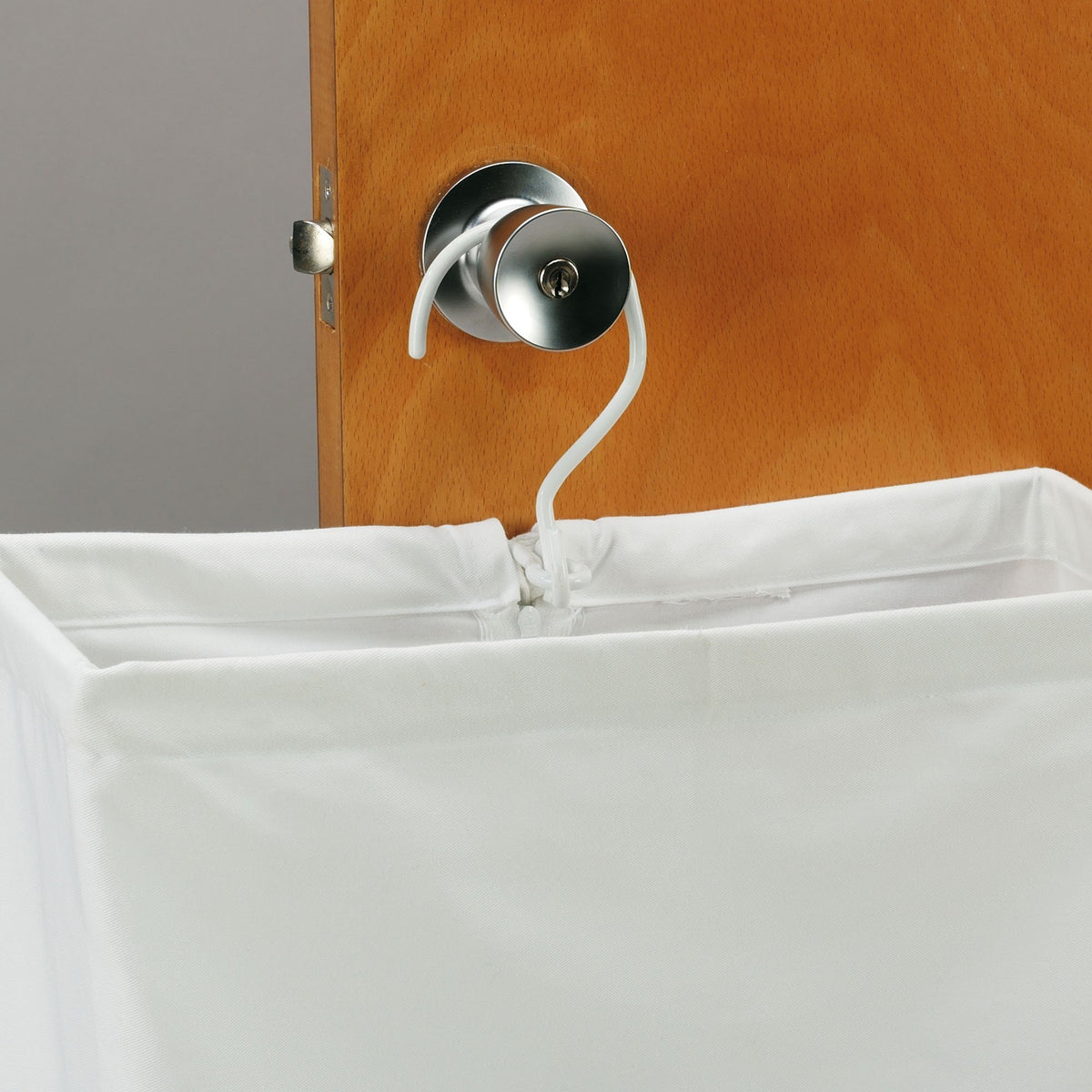 Household Essentials 148 Hanging Cotton Canvas Laundry Hamper Bag | White, 6" x 16" x 27" (Length x