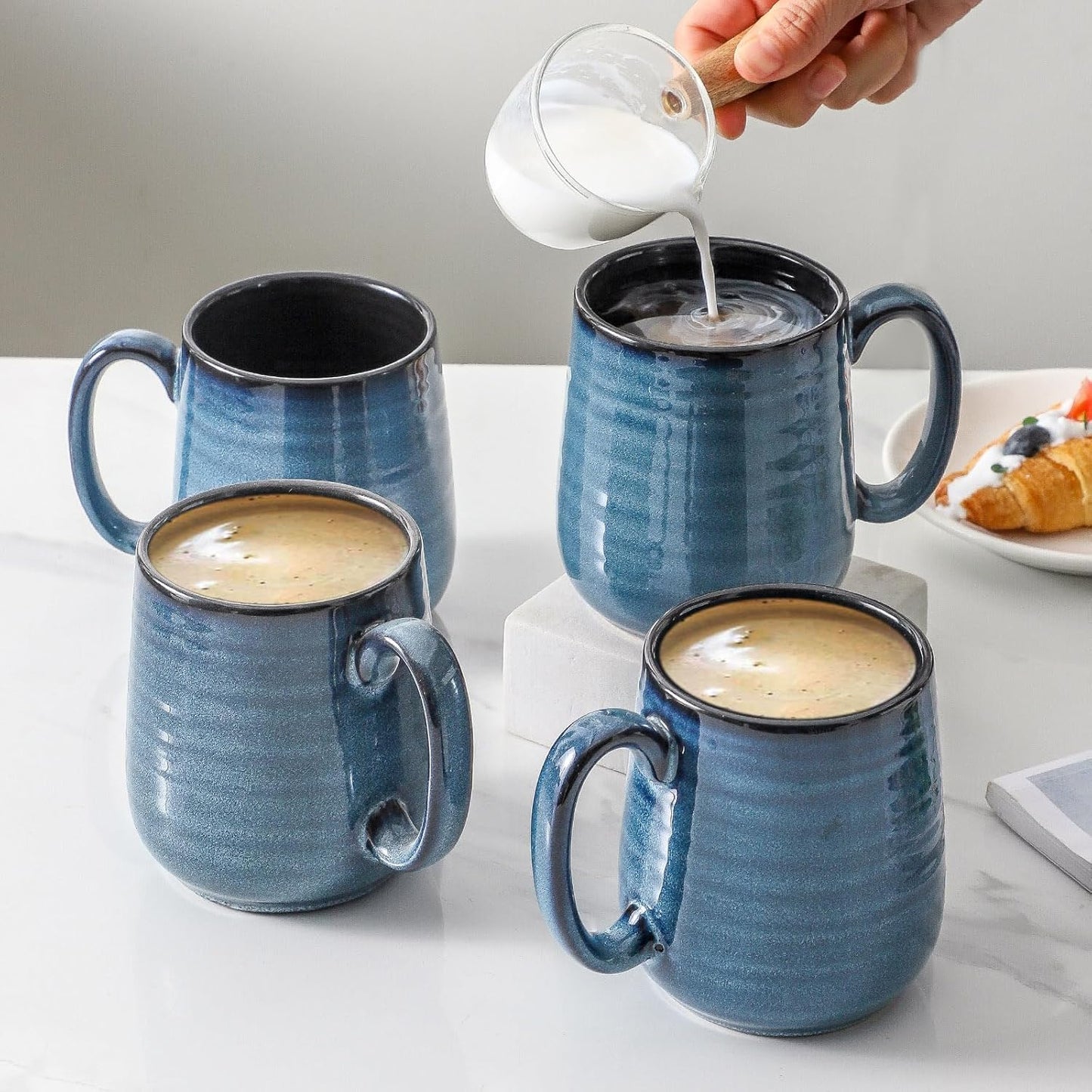Hasense Coffee Mug Set of 4, 12 Ounce Ceramic Coffee Cups with Handle, Large Mug Set for Coffee