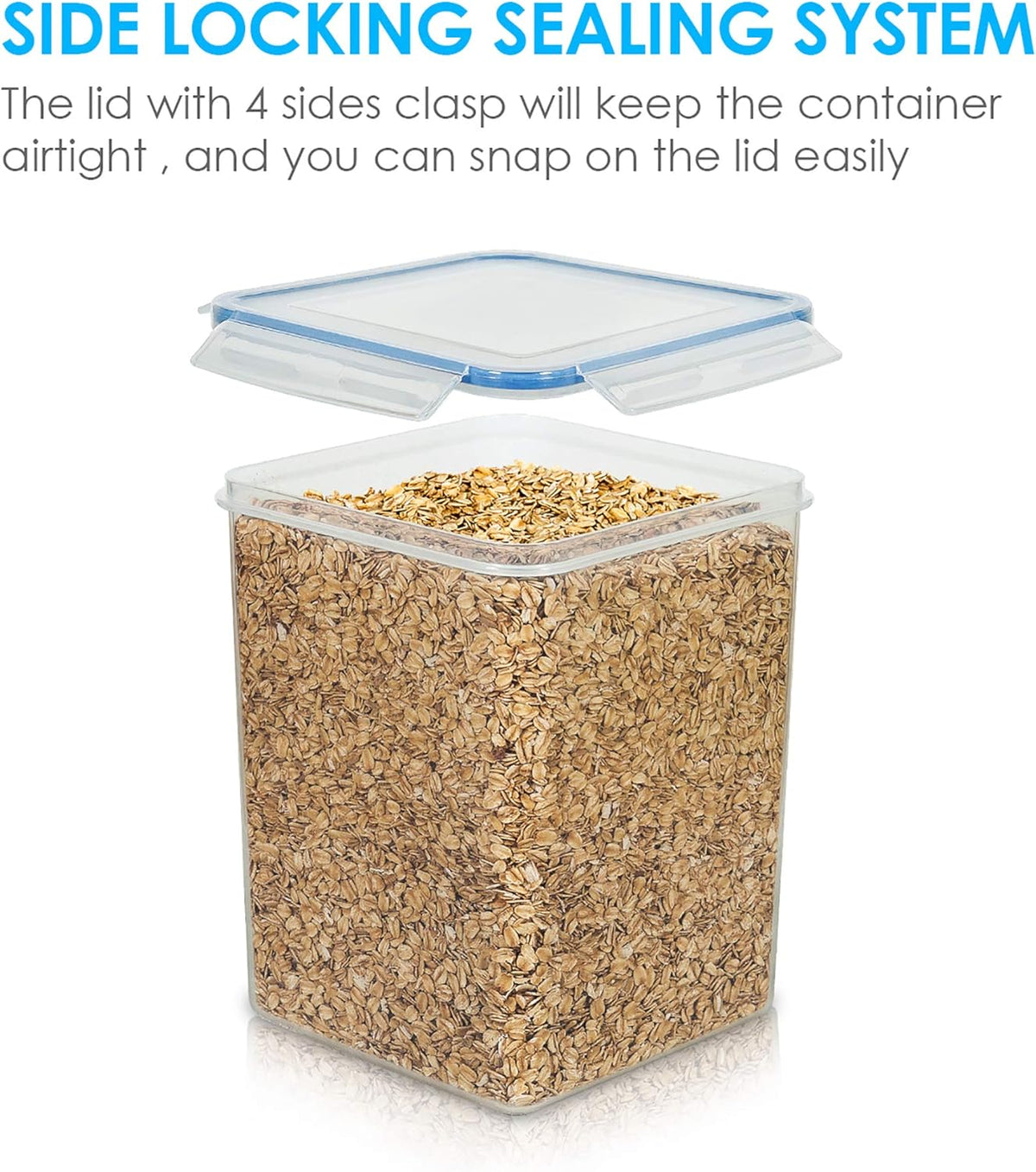 Vtopmart Large Food Storage Containers 5.2L / 175oz, 4 Pieces BPA Free Plastic Airtight Canisters