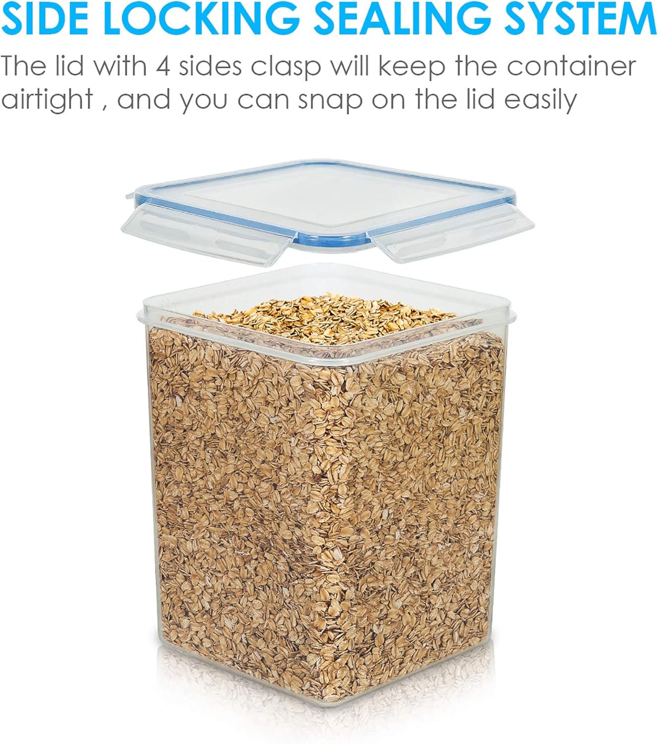 Vtopmart Large Food Storage Containers 5.2L / 175oz, 4 Pieces BPA Free Plastic Airtight Canisters