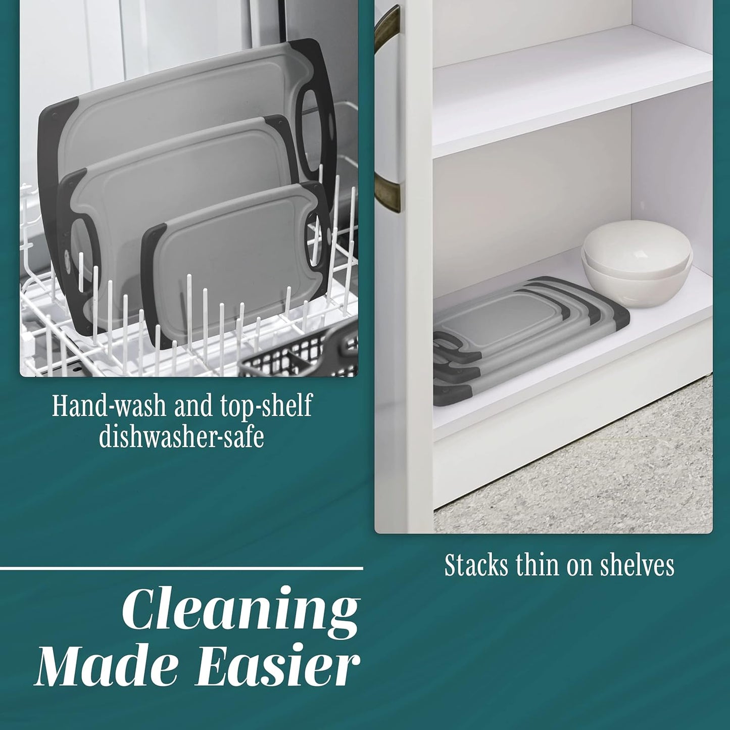 Cutting Boards for Kitchen - BPA-Free Chopping Board - Different Sizes & Non Slip Handles