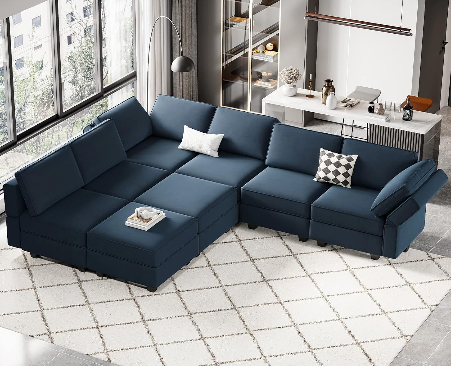 Belffin Modular Sectional Sofa with Storage Chaises Sectional Sleeper Sofa Couch 8 Seat Sectional