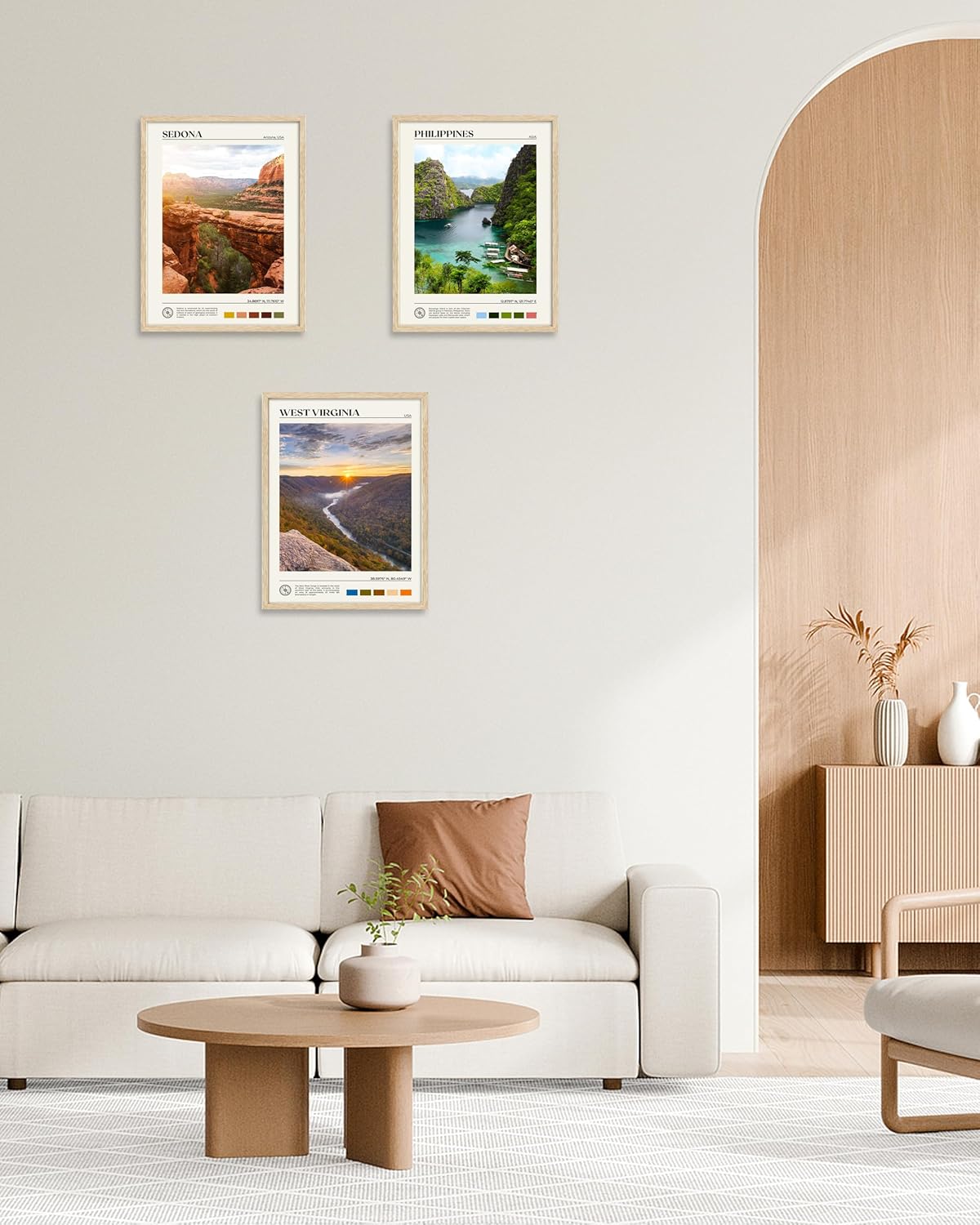 HesenDot Natural OAK Wood Framed Arizona Wall Art,12x16in Sedona's Red Rock Formations Quality